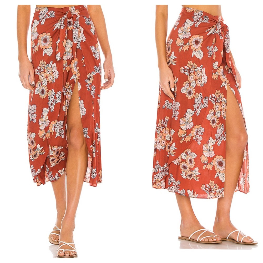 Free People Sunray Sarong Skirt in Pink Combo - Picture 3 of 5